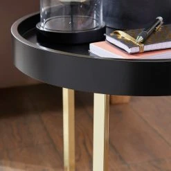 Red Living Beistelltisch Emmerson - Tulpenbaum massiv / Metall - Schwarz / Gold -Wohnzimmermöbel boutique en ligne 1000296368 210929 06333000131 DETAILS P000000001000296368