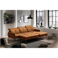 Loftscape Ecksofa Bosley - Antiklederlook - Microfaser Priya: Cognac - Longchair davorstehend rechts - Mit Hocker -Wohnzimmermöbel boutique en ligne 1000296745 211018 10240000838 MOOD DETAILS P000000001000296745 mood