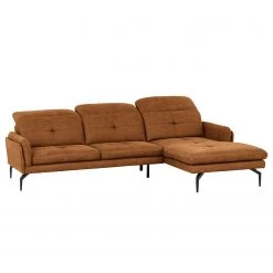 Loftscape Ecksofa Bosley - Antiklederlook - Microfaser Priya: Cognac - Longchair davorstehend rechts - Mit Hocker -Wohnzimmermöbel boutique en ligne 1000296745 211018 10240000869 DETAILS P000000001000296745