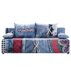 Mooved Schlafsofa Gabun - Flachgewebe - Blau / Rot - Wellenunterfederung -Wohnzimmermöbel boutique en ligne 1000296952 211018 10252902436 DETAILS P000000001000296952