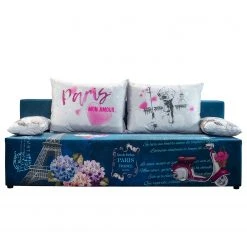 Mooved Schlafsofa Gabun - Flachgewebe - Blau / Weiß - Keine Unterfederung -Wohnzimmermöbel boutique en ligne 1000296953 211018 10253002445 DETAILS P000000001000296953