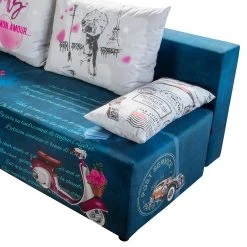 Mooved Schlafsofa Gabun - Flachgewebe - Blau / Weiß - Keine Unterfederung -Wohnzimmermöbel boutique en ligne 1000296953 211018 10253002478 DETAILS P000000001000296953