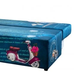 Mooved Schlafsofa Gabun - Flachgewebe - Blau / Weiß - Keine Unterfederung -Wohnzimmermöbel boutique en ligne 1000296953 211018 10253002489 DETAILS P000000001000296953