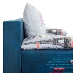 Mooved Schlafsofa Gabun - Flachgewebe - Blau / Weiß - Keine Unterfederung -Wohnzimmermöbel boutique en ligne 1000296953 211018 10253002511 DETAILS P000000001000296953