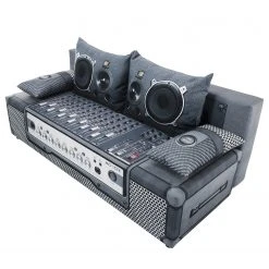 Mooved Schlafsofa Gabun - Flachgewebe - Blau / Silber - Wellenunterfederung