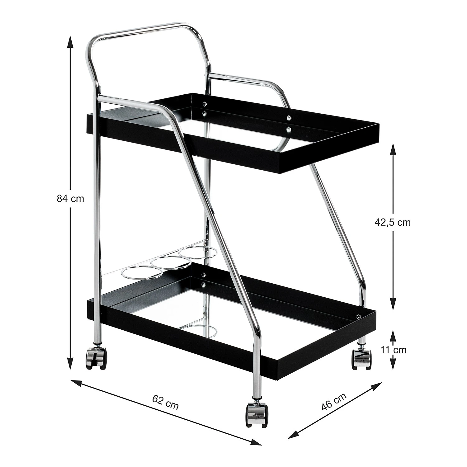 Loftscape Servierwagen Altamura - Glas / Metall - Schwarz / Chrom 5 Loftscape Servierwagen Altamura - Glas / Metall - Schwarz / Chrom – Bild 5