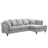 Red Living Ecksofa Lovis - Webstoff Jazy: Hellgrau - Ottomane davorstehend rechts