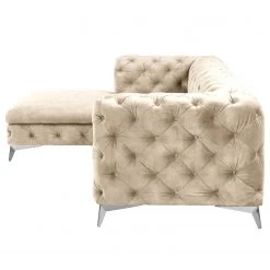 Ecksofa Merlin II - Samt Tomi: Creme - Longchair davorstehend links -Wohnzimmermöbel boutique en ligne 1000299174 211214 18052303018 DETAILS P000000001000299174