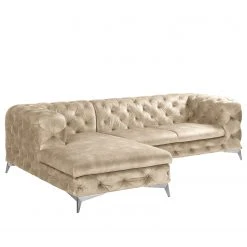 Ecksofa Merlin II - Samt Tomi: Creme - Longchair davorstehend links -Wohnzimmermöbel boutique en ligne 1000299174 211214 18052303040 DETAILS P000000001000299174