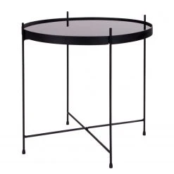 Red Living Beistelltisch Vehas - Glas / Metall - Schwarz
