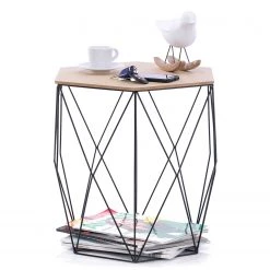 FLHF Beistelltisch Steria (3er-Set) - Akazie Dekor / Schwarz -Wohnzimmermöbel boutique en ligne 1000299480 211012 153411000113 DETAILS P000000001000299480