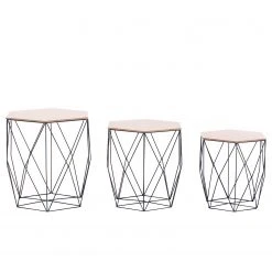 FLHF Beistelltisch Steria (3er-Set) - Akazie Dekor / Schwarz