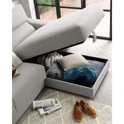 Loftscape Ecksofa Karrum - Chenille - Chenille Chaja: Hellgrau - Ottomane davorstehend rechts -Wohnzimmermöbel boutique en ligne 1000300363 211229 15021400192 DETAILS P000000001000300363