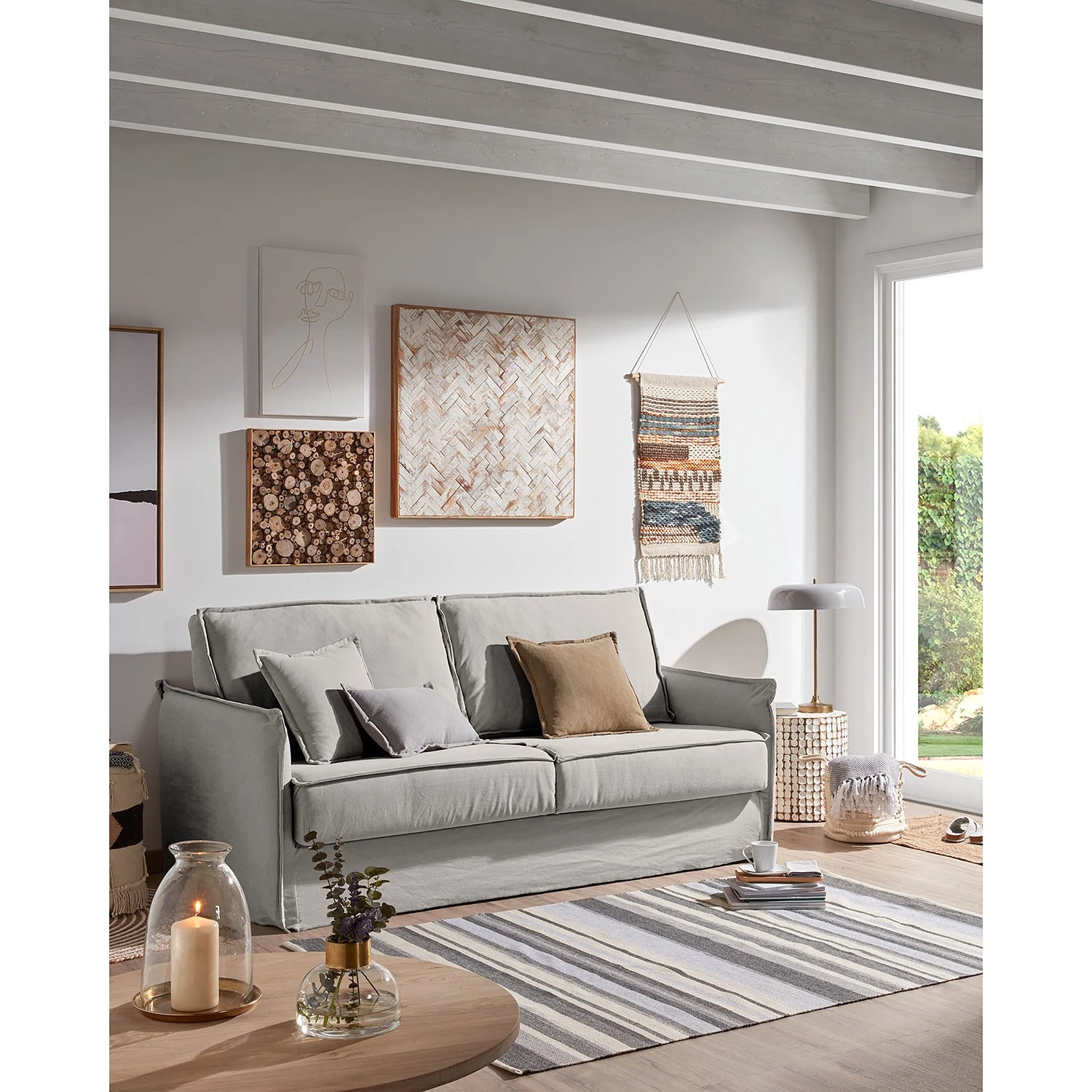 Loftscape Schlafsofa Gunn - Leinen - Leinen Blina: Hellgrau - Breite: 202 cm 2 Loftscape Schlafsofa Gunn - Leinen - Leinen Blina: Hellgrau - Breite: 202 cm – Bild 2