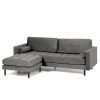 Loftscape Ecksofa Monza - Samt - Samt Juin: Grau - Breite: 222 cm - Longchair davorstehend links