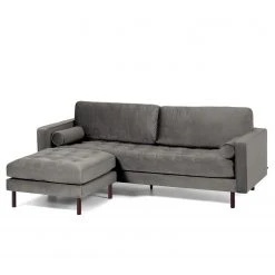 Loftscape Ecksofa Monza - Samt - Samt Juin: Grau - Breite: 222 cm - Longchair davorstehend links