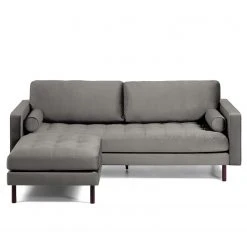 Loftscape Ecksofa Monza - Samt - Samt Juin: Grau - Breite: 222 cm - Longchair davorstehend links -Wohnzimmermöbel boutique en ligne 1000300412 211229 15030700790 DETAILS P000000001000300412