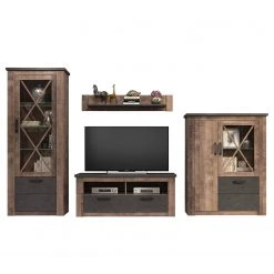 Trendteam Wohnwand Georgia (4-teilig) - Dunkelgrau / Eiche Rustikal Dekor -Wohnzimmermöbel boutique en ligne 1000300851 211015 12543600081 DETAILS P000000001000300851