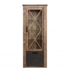 Trendteam Standvitrine Georgia - Dunkelgrau / Eiche Rustikal Dekor -Wohnzimmermöbel boutique en ligne 1000300856 211015 125446000132 DETAILS P000000001000300856