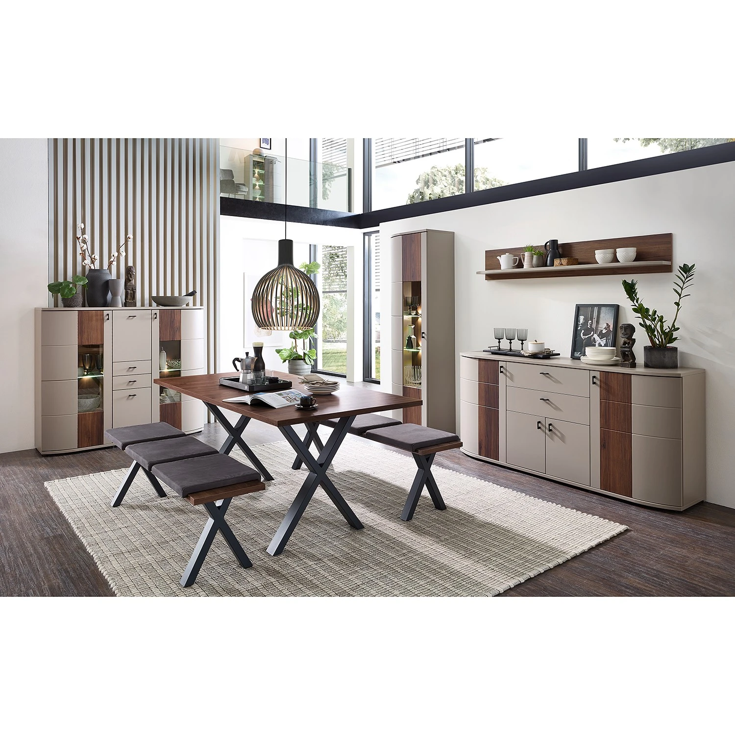 Loftscape Highboard Saida II - Inkl. Beleuchtung - Kaschmir / Nussbaum Dekor 3 Loftscape Highboard Saida II - Inkl. Beleuchtung - Kaschmir / Nussbaum Dekor – Bild 3