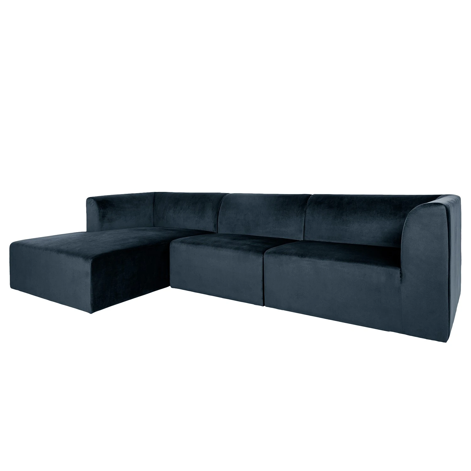 Loftscape Ecksofa Komoro - Samt - Dunkelblau - Ecke davorstehend links 1 Loftscape Ecksofa Komoro - Samt - Dunkelblau - Ecke davorstehend links