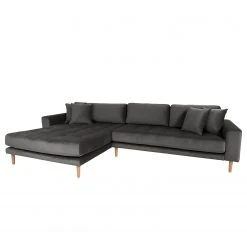 Loftscape Ecksofa Cordova I - Samt - Dunkelgrau - Ecke davorstehend links