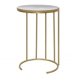 Loftscape Beistelltisch Endrup - Metall - Marmor Weiß Dekor / Gold