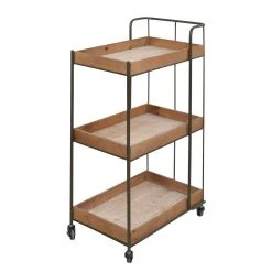 Red Living Servierwagen Neptun - Metall - Eiche Dekor / Schwarz