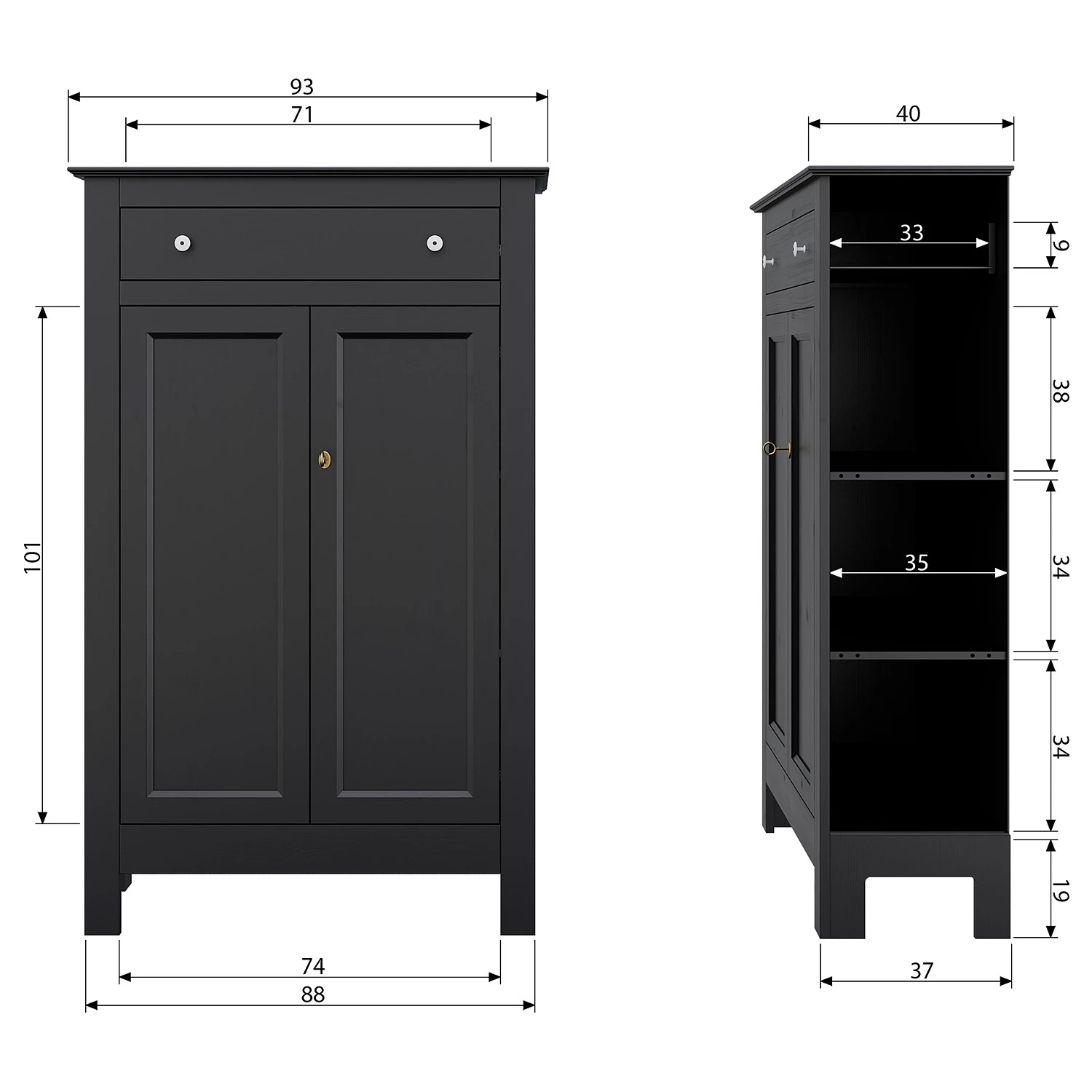 Ridgevalley Vertiko Lamar - Kiefer massiv - Schwarz 9 Ridgevalley Vertiko Lamar - Kiefer massiv - Schwarz – Bild 9