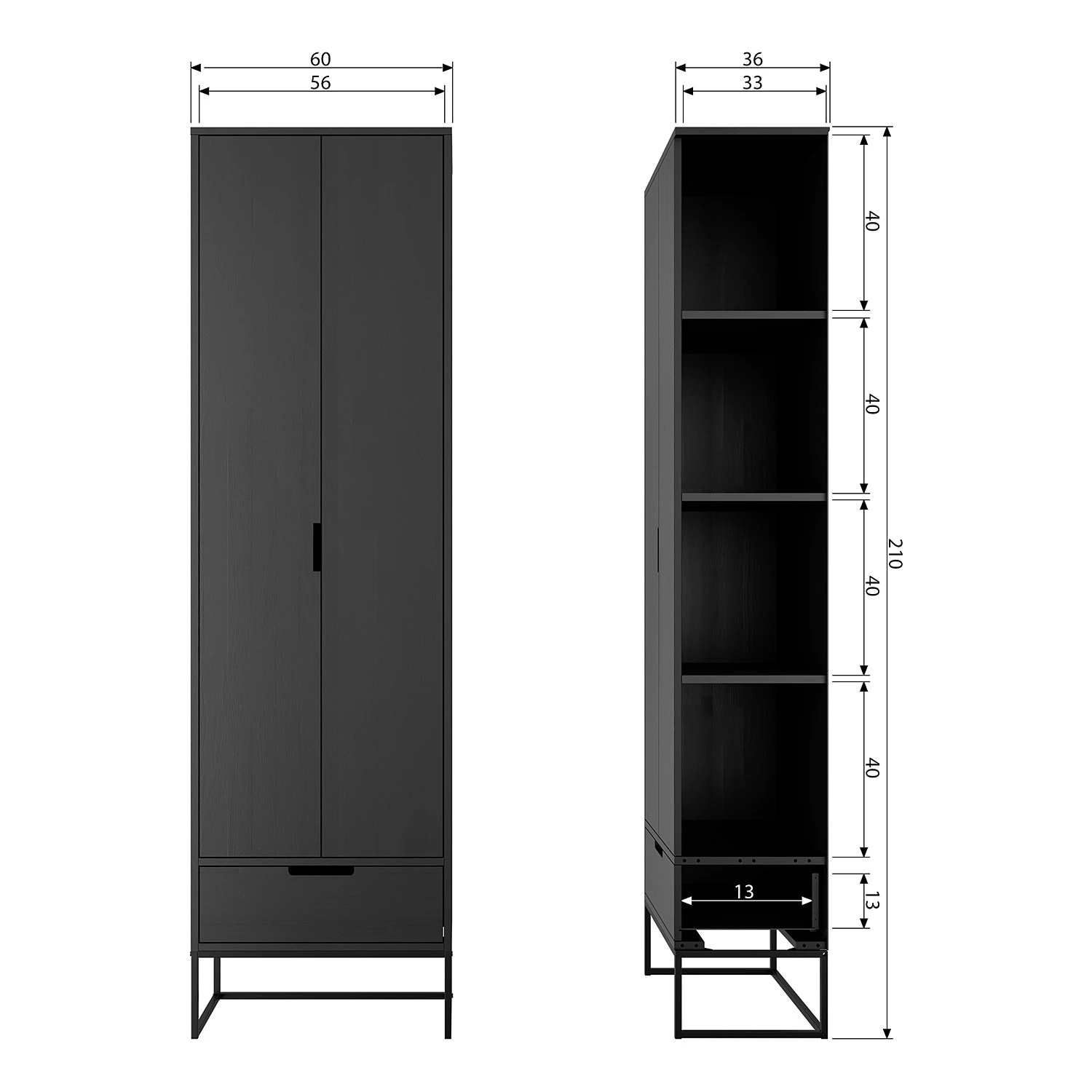 Red Living Garderobenschrank Cobar - Esche massiv - Esche Schwarz 8 Red Living Garderobenschrank Cobar - Esche massiv - Esche Schwarz – Bild 8