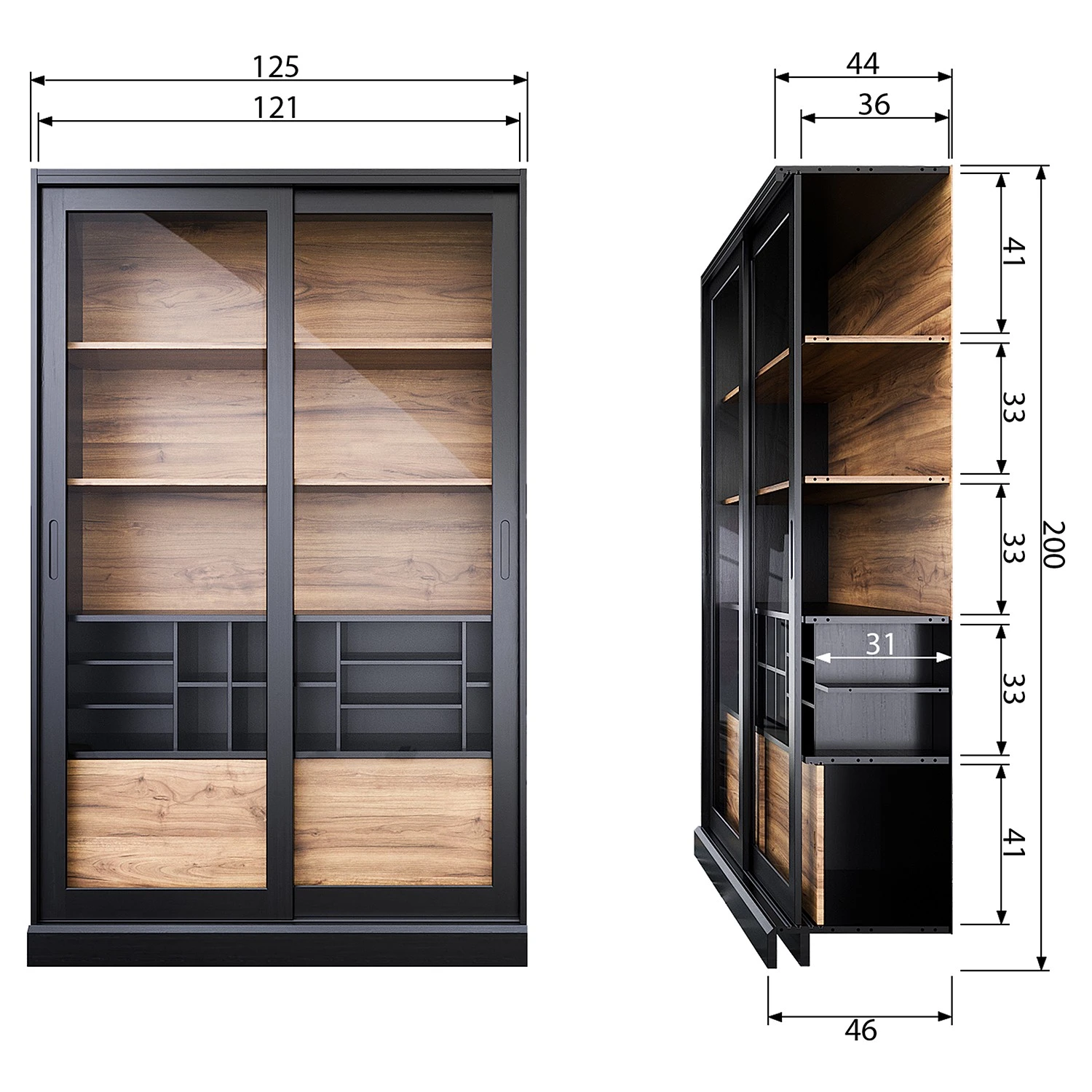 Red Living Vitrinenschrank Bomba - Kiefer massiv - Kiefer Schwarz / Kiefer Dunkel 8 Red Living Vitrinenschrank Bomba - Kiefer massiv - Kiefer Schwarz / Kiefer Dunkel – Bild 8
