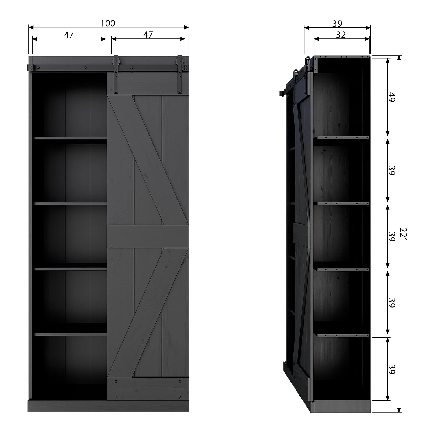 Red Living Garderobenschrank Lofou - Kiefer massiv - Kiefer Schwarz 8 Red Living Garderobenschrank Lofou - Kiefer massiv - Kiefer Schwarz – Bild 8