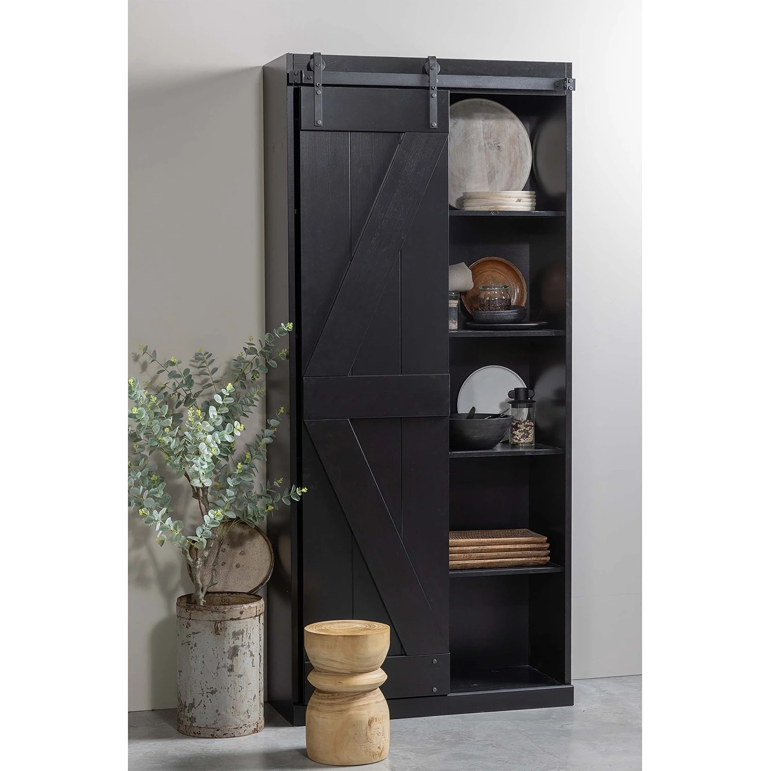 Red Living Garderobenschrank Lofou - Kiefer massiv - Kiefer Schwarz 2 Red Living Garderobenschrank Lofou - Kiefer massiv - Kiefer Schwarz – Bild 2