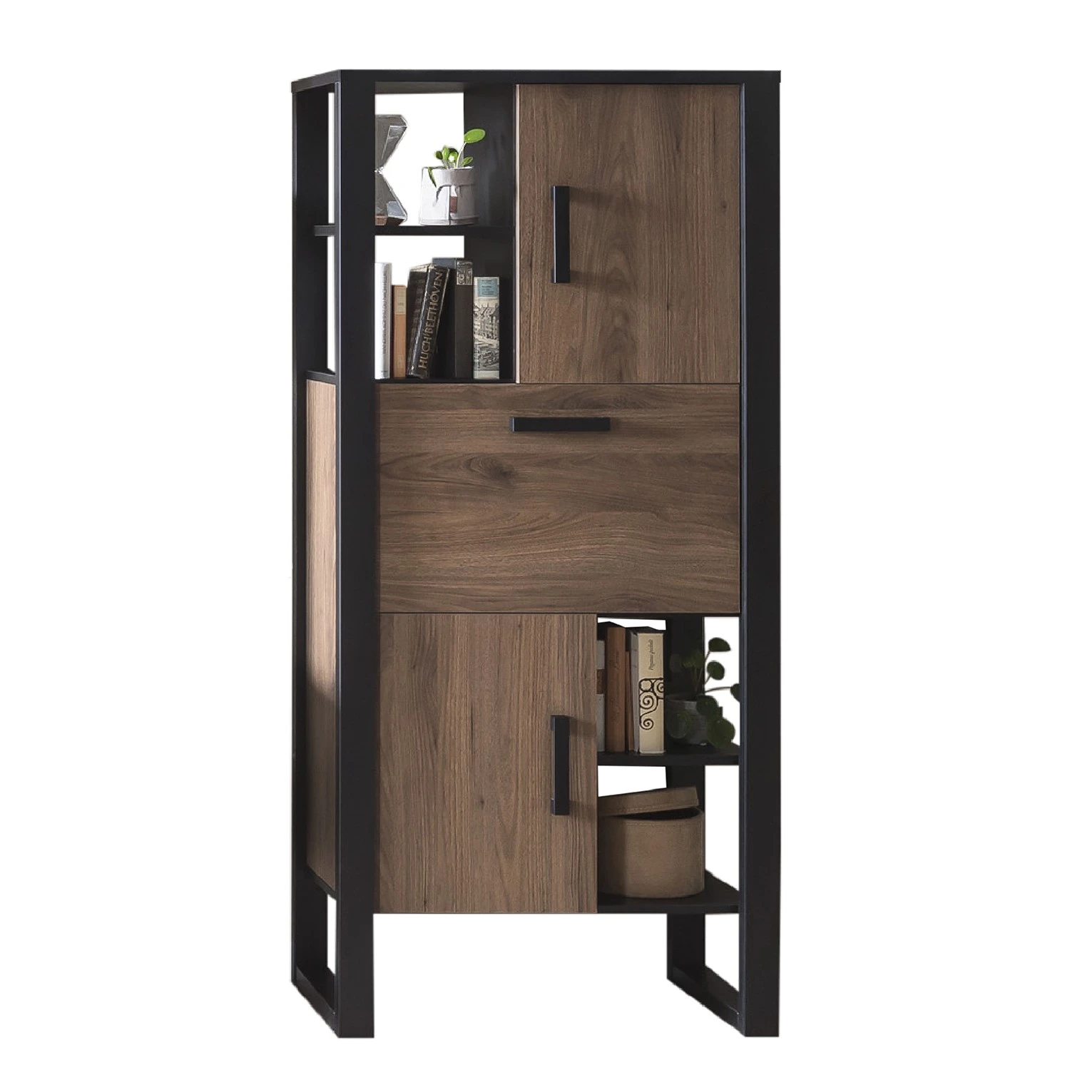 Red Living Regal Norddal II - Nussbaum Dekor / Schwarz 7 Red Living Regal Norddal II - Nussbaum Dekor / Schwarz – Bild 7