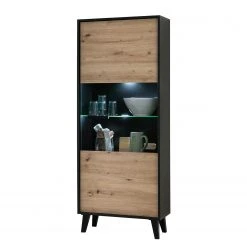 Norrwood Standvitrine Argenteuil - Eiche Artisan Dekor / Schwarz - Höhe: 171 cm