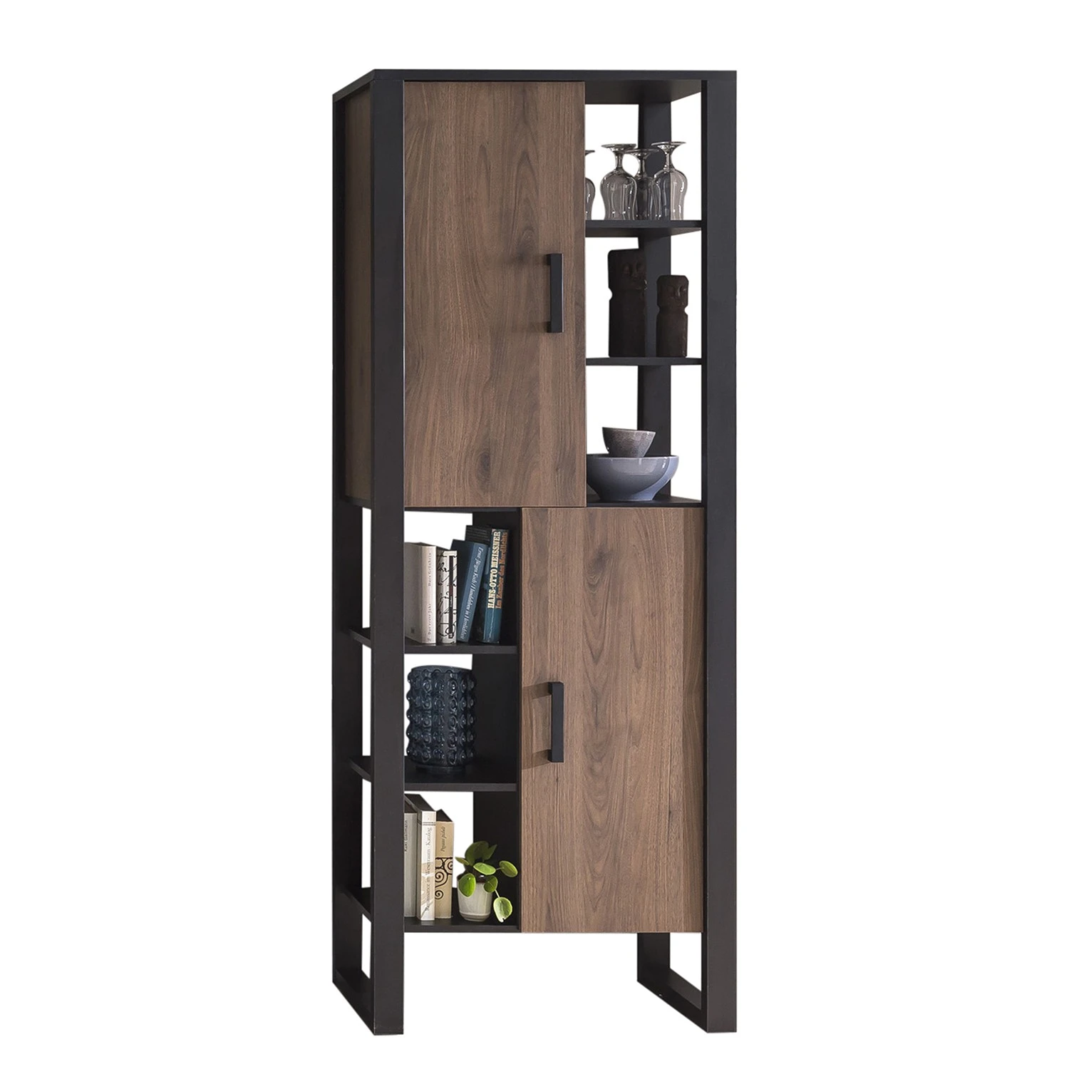 Red Living Regal Norddal I - Nussbaum Dekor / Schwarz 4 Red Living Regal Norddal I - Nussbaum Dekor / Schwarz – Bild 4