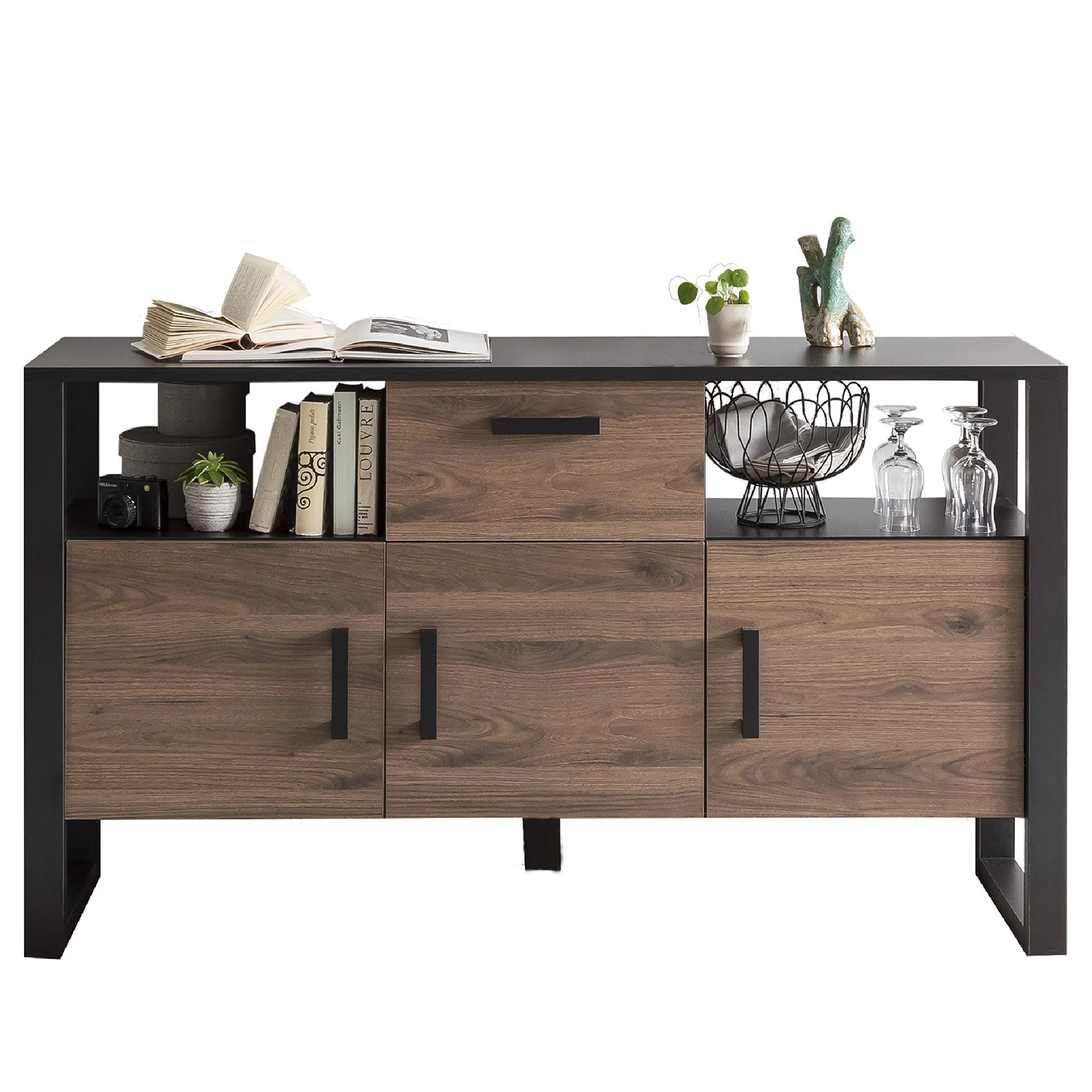 Red Living Sideboard Norddal - Nussbaum Dekor / Schwarz 7 Red Living Sideboard Norddal - Nussbaum Dekor / Schwarz – Bild 7