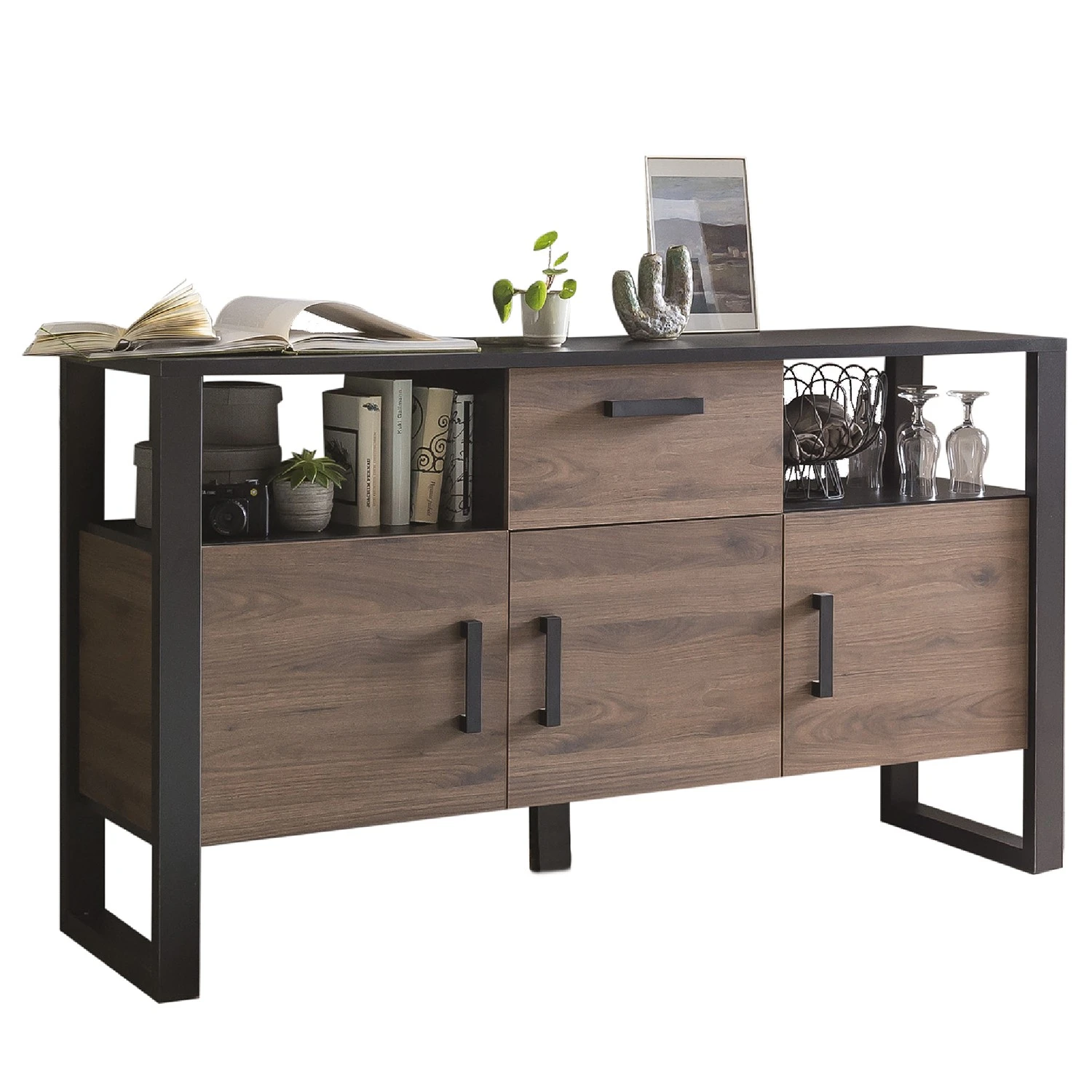 Red Living Sideboard Norddal - Nussbaum Dekor / Schwarz 8 Red Living Sideboard Norddal - Nussbaum Dekor / Schwarz – Bild 8