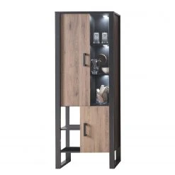 Red Living Vitrinenschrank Norddal - Nussbaum Dekor / Schwarz -Wohnzimmermöbel boutique en ligne 1000304815 211027 105055000124 DETAILS P000000001000304815