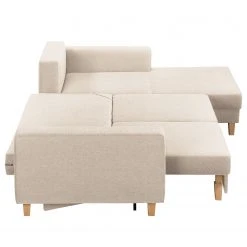 Ecksofa MAISON mit Schlaffunktion - Webstoff Inas: Cappuccino - Longchair davorstehend rechts -Wohnzimmermöbel boutique en ligne 1000306803 211207 11541401349 DETAILS P000000001000306803