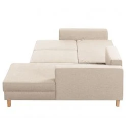 Ecksofa MAISON mit Schlaffunktion - Webstoff Inas: Cappuccino - Longchair davorstehend rechts -Wohnzimmermöbel boutique en ligne 1000306803 211207 11541601353 DETAILS P000000001000306803