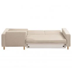 Ecksofa MAISON mit Schlaffunktion - Webstoff Inas: Cappuccino - Longchair davorstehend rechts -Wohnzimmermöbel boutique en ligne 1000306803 211207 11541801362 DETAILS P000000001000306803