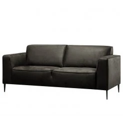 Ars manufacti Sofa Chaides (2-Sitzer) - Antiklederlook - Mischgewebe Bulan: Anthrazit