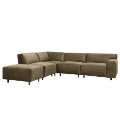 Jack & Alice Wohnlandschaft Bramming - Samt Juna: Taupe - Ottomane davorstehend links