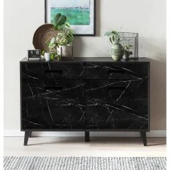 Jack & Alice Sideboard Fintel II - Marmor Schwarz Dekor / Schwarz -Wohnzimmermöbel boutique en ligne 1000307051 211110 08234500073 MOOD DETAILS P000000001000307051 mood