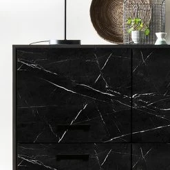 Jack & Alice Kommode Fintel I - Marmor Schwarz Dekor / Schwarz -Wohnzimmermöbel boutique en ligne 1000307056 211110 082346000118 DETAILS P000000001000307056