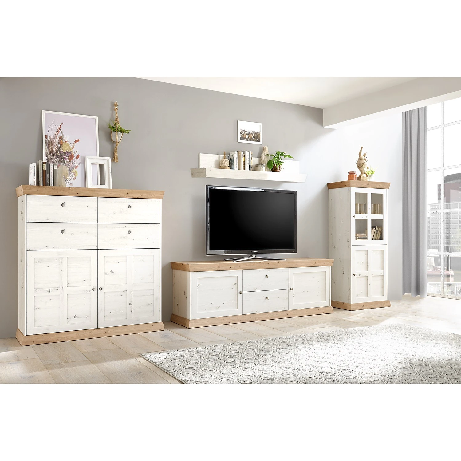 Ridgevalley Highboard Maiossa I - Pinie Weiß Dekor / Eiche Navarra Dekor 3 Ridgevalley Highboard Maiossa I - Pinie Weiß Dekor / Eiche Navarra Dekor – Bild 3