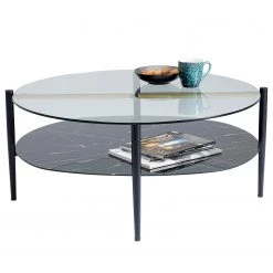 Kare Design Couchtisch Nellie - Glas / Metall - Marmor Schwarz Dekor / Schwarz -Wohnzimmermöbel boutique en ligne 1000307988 211109 143900000033 DETAILS P000000001000307988