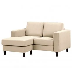 Norrwood Ecksofa MAISON 1-Sitzer mit Longchair - Samt Vaia: Creme - Breite: 150 cm - Longchair davorstehend links