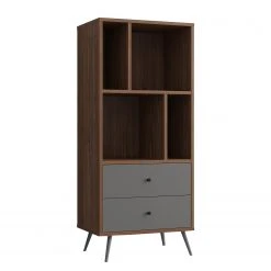 Loftscape Regal Sirkka I - Grau / Walnuss Dekor